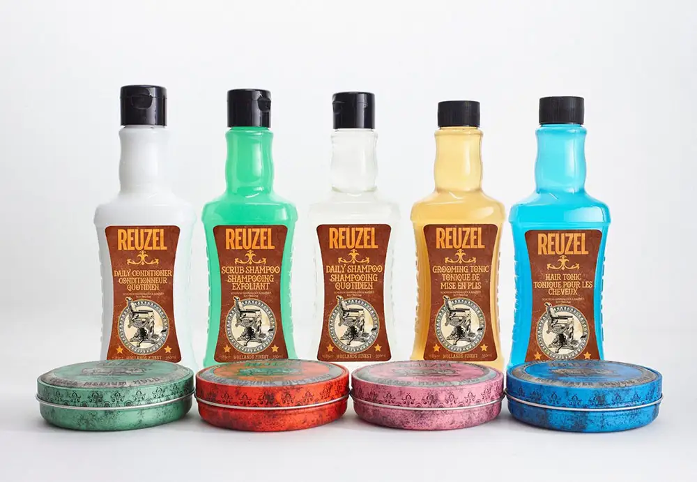 Reuzel pomade tins and men's grooming products